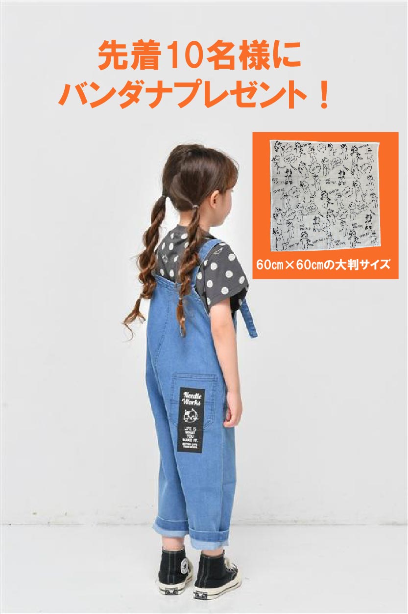 ☆後ろ姿も主役☆ネコワッペンサロペット☆2124015☆バンダナプレゼント中☆彡